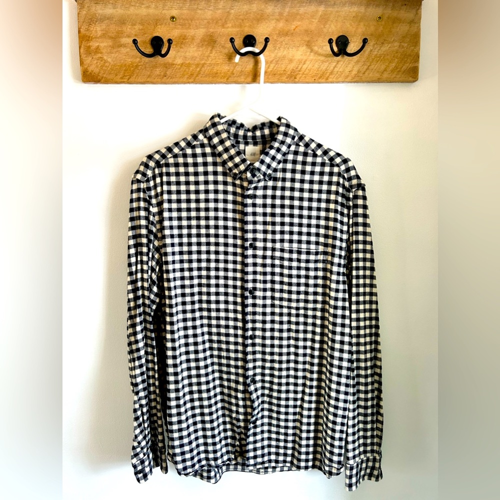 NWOT Men’s H&M Logg Reg Fit L Flannel Shirt. Blue/Cream